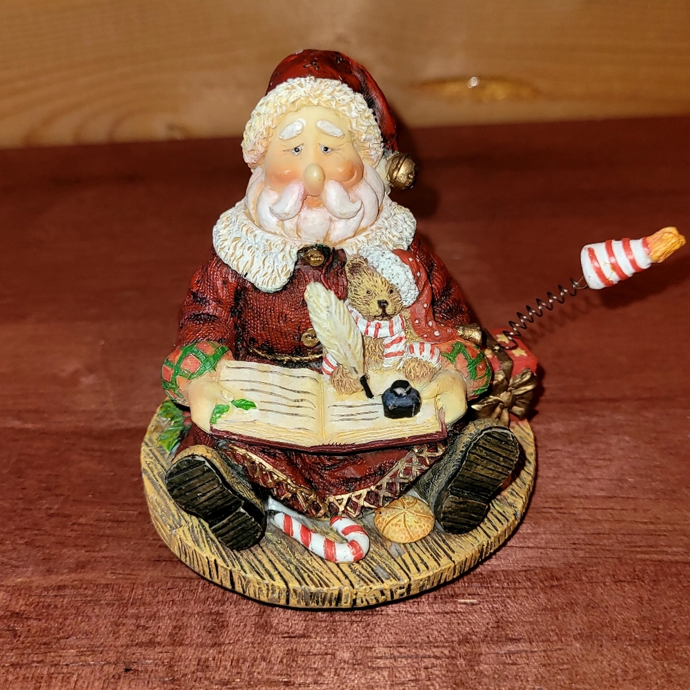 VTG Candle Topper Santa Claus Figurine Teddy Bear 'Twas Night Before Christmas